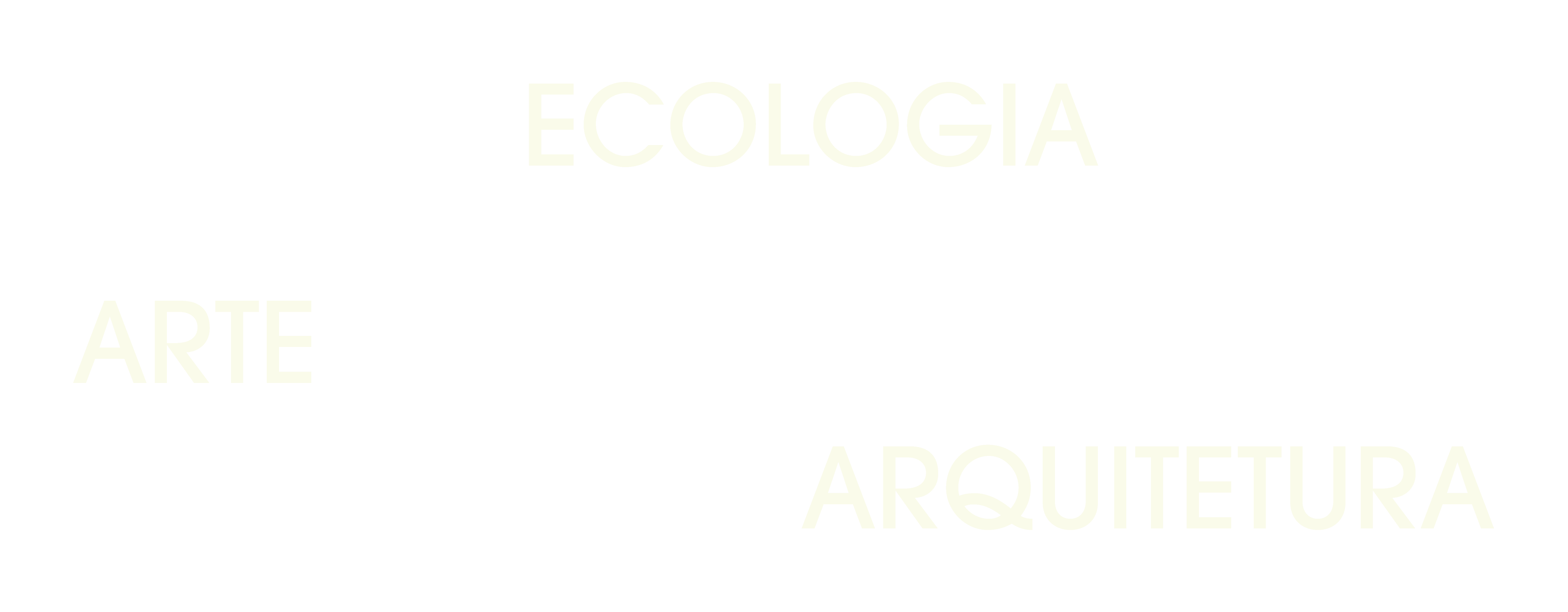 imagem com as palavras ecologia, arte e arquitetura